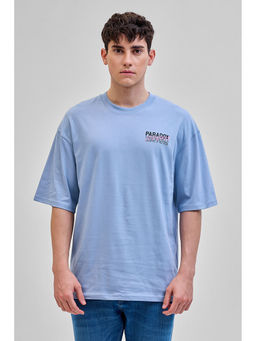 Snitch - Men Blue Graphic Oversized Fit T-Shirt