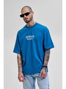 Snitch - Men Blue Printed Oversized Fit T-Shirt