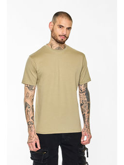 Snitch - Men Beige Solid Slim Fit T-Shirt