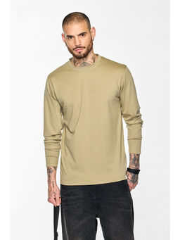 Snitch - Men Beige Solid Slim Fit T-Shirt