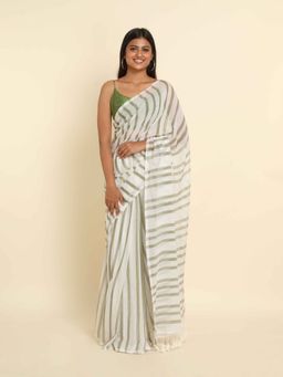 Suta - White Stripes Pure Cotton Saree