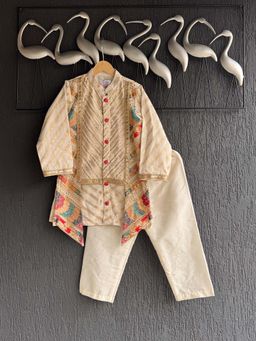 The Little Tales - White Embroidered Regular Kurta and Pyjama