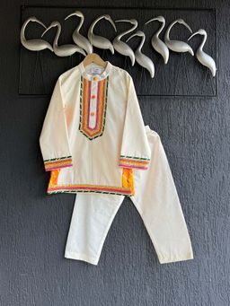 The Little Tales - Off White Printed Regular Kurta and Pyjama
