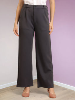 FITHUB - Grey High-Waist Korean Style Trouser
