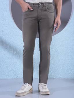 CRIMSOUNE CLUB - Men Grey Solid Mid-Rise Slim Fit Jeans