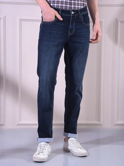 CRIMSOUNE CLUB - Men Navy Blue Slim Fit Jeans