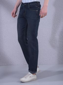 CRIMSOUNE CLUB - Men Navy Blue Straight Fit Jeans