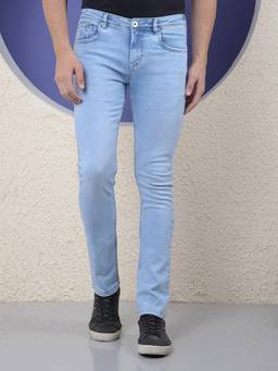 CRIMSOUNE CLUB - Men Light Blue Mid Rise Jeans
