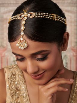 Curio Cottage - 18 Kt Gold Plated Pearl-Enhanced Mattha Patti