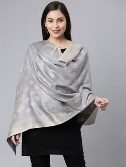 Pashmoda - Women Grey Kaani Zari Shawl