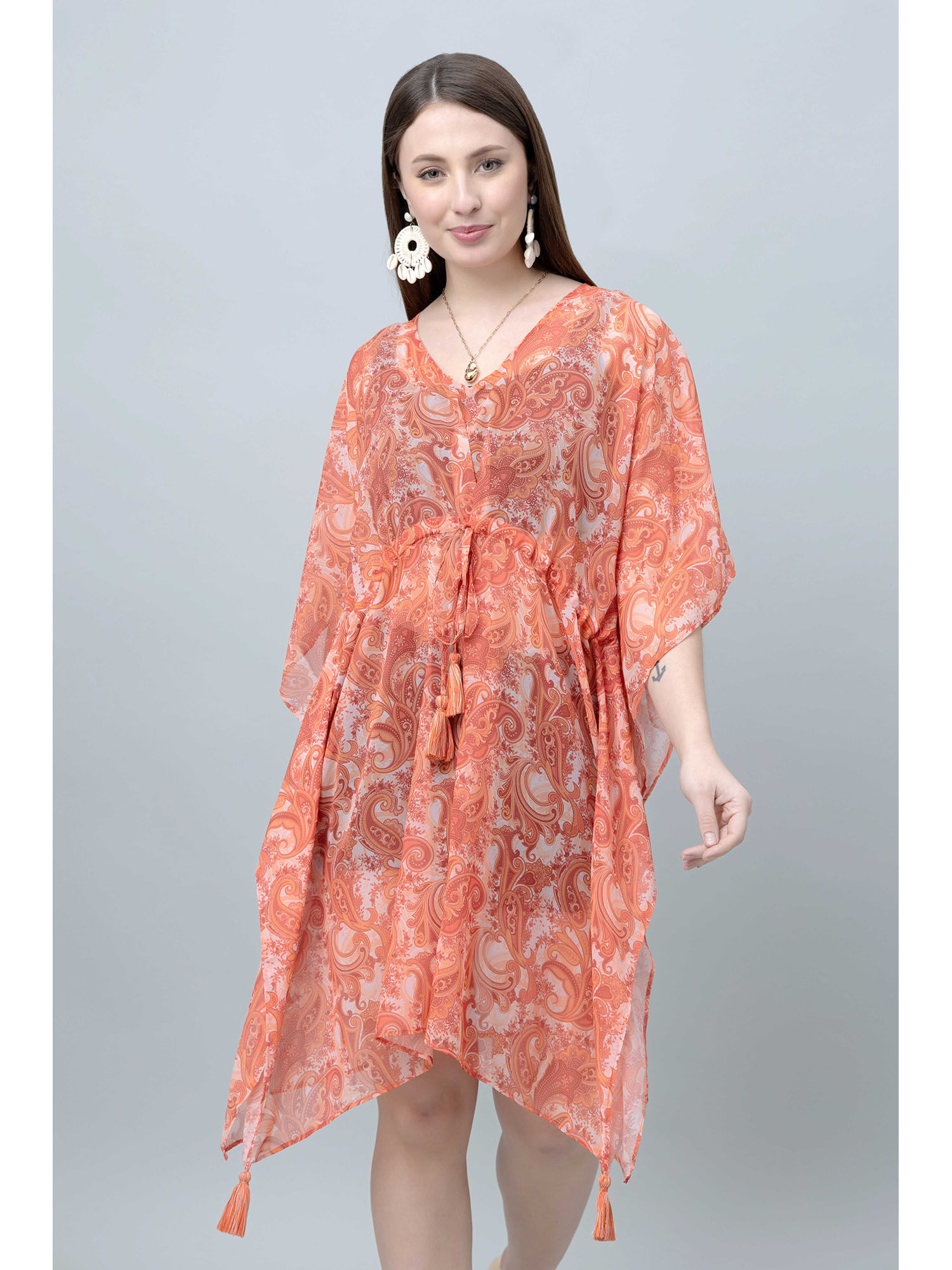 purys Orange Casual Printed Kimono-picture-44