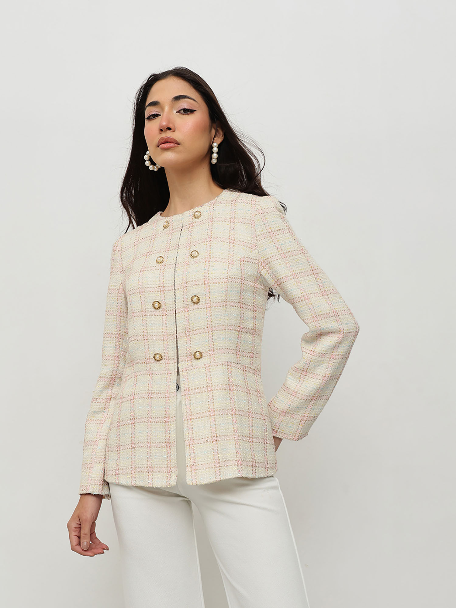 Pastel Checkered Tweed Jacket-picture-40