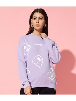Griffel - ALL TEDDY Round Neck Oversized Purple Sweatshirt
