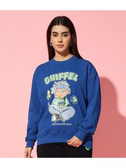 Griffel - Round Neck Oversized Royal Blue Sweatshirt