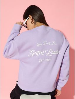 Griffel - BEAR FAMILY Round Neck Oversized Purple Sweatshirt