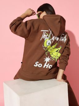 Griffel - SO HOT Hoodie Neck Oversized Brown Sweatshirt