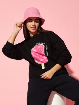 Griffel - Sweet freeze Oversized Black Sweatshirt
