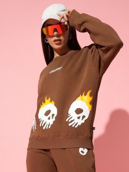 Griffel - fire skeleton Oversized Coffee Sweatshirt