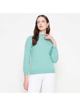 Madame - Women Solid Mint Sweater