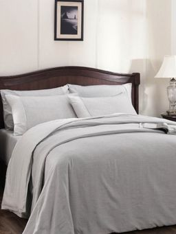 Maspar - Cotsmere Muted Dot Cotton 300 Tc Yarn Dyed Texture Grey King Bed Sheet With 2 Pillow Covers