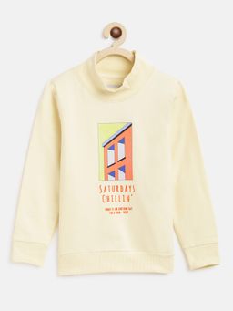 Tales & Stories - Boy's Off-white Cotton Blend Printed Sweatshirt