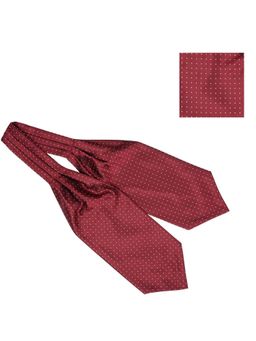 The Tie Hub - Maroon with Yellow Mini Polka Cravat and Pocket Square Combo For Men
