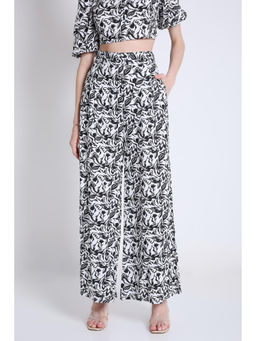French Theory - White and Black Printed Flared Pant