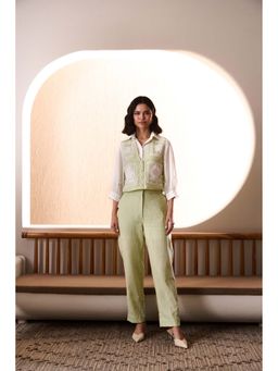 Label Deepika Nagpal - Green Genie Shirt with Pant and Waist Coat (Set of 3)