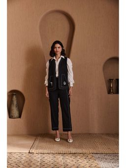 Label Deepika Nagpal - Black Annabel Shirt with Pant and Jacket (Set of 3)