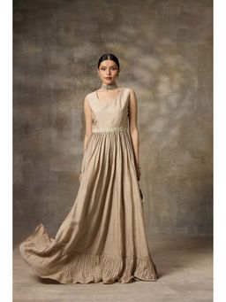 Rivaar by Rocky Star - Beige Solid Maxi Dress