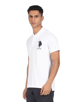 U.S. POLO ASSN. - Men White Cotton Solid Polo T-shirt