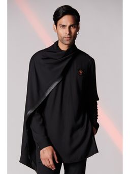 S&N by Shantnu Nikhil - Black Crested Solid Kurta