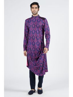 S&N by Shantnu Nikhil - Purple Printed Raised Neck Kurta