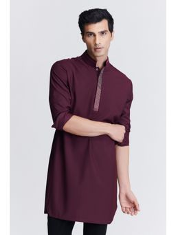 S&N by Shantnu Nikhil - Maroon Diamante Placket Kurta
