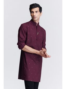 S&N by Shantnu Nikhil - Maroon Plum Embellished Kurta