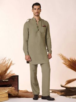 S&N by Shantnu Nikhil - Olive Straight Fit Kurta