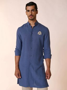 S&N by Shantnu Nikhil - Blue Linen Shirt Kurta
