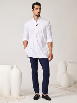 S&N by Shantnu Nikhil - White Tape-Detail Classic Kurta