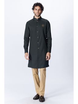 S&N by Shantnu Nikhil - Men Military Green Kurta