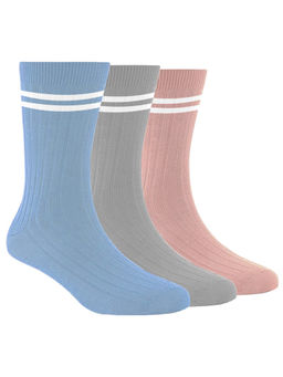 Footprints - Bamboo Sports Socks for Women Sky Blue, Grey & Light Pink (Pack of 3)