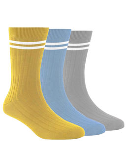 Footprints - Bamboo Sports Socks for Women Yellow, Sky Blue & Grey (Pack of 3)