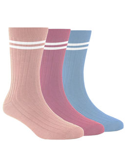 Footprints - Bamboo Sports Socks for Women Dark Pink, Light Pink & Sky Blue (Pack of 3)
