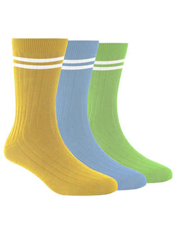 Footprints - Bamboo Sports Socks for Women Yellow, Sky Blue & Green (Pack of 3)