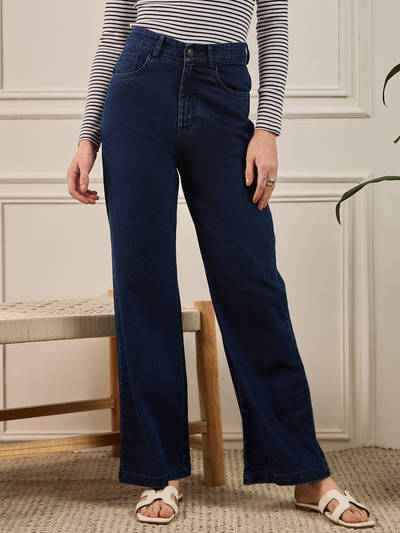 Navy Blue Denim Straight Fit Jeans
