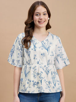 ZUMMER - Women Off White Polyester Printed Regular Fit Tops