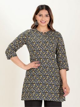 ARAMYA - Multi-Color Soft Cotton Straight Floral Print Daily Wear Women Kurta