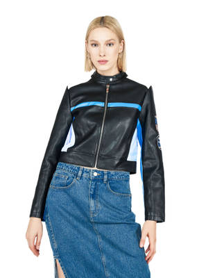 Buy COVER STORY Black Colorblock High Neck Jacket Online