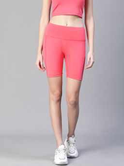 Athlisis - Women Pink Mid Waist Fitness Shorts