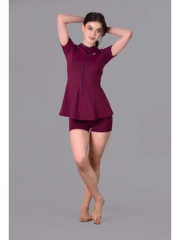 Keepfit - Women'S Maroon Zipper Swimset
