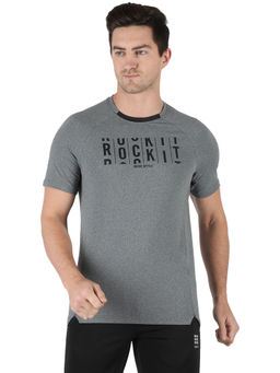 Rock.it - Men Grey Round Neck Smart Fit Half Sleeve T-shirt